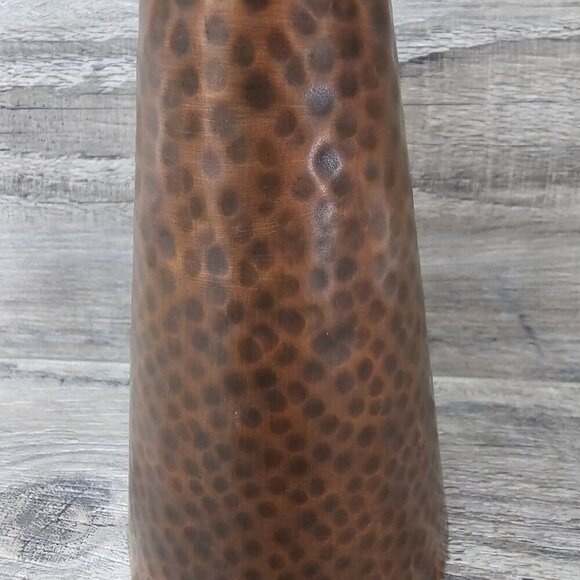 Matte Finish Copper Hammered Pedestal Pillar Candle Holder - Picture 3 of 5